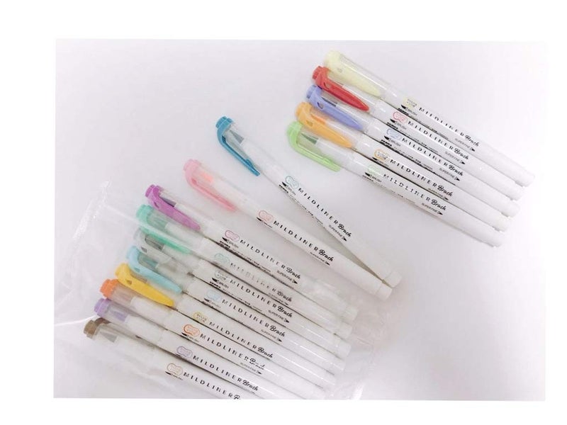 MILDLINER Zebra Mildliner highlighter Brush pen, 25 Pastel Color set with Original Pen Case - Image 1
